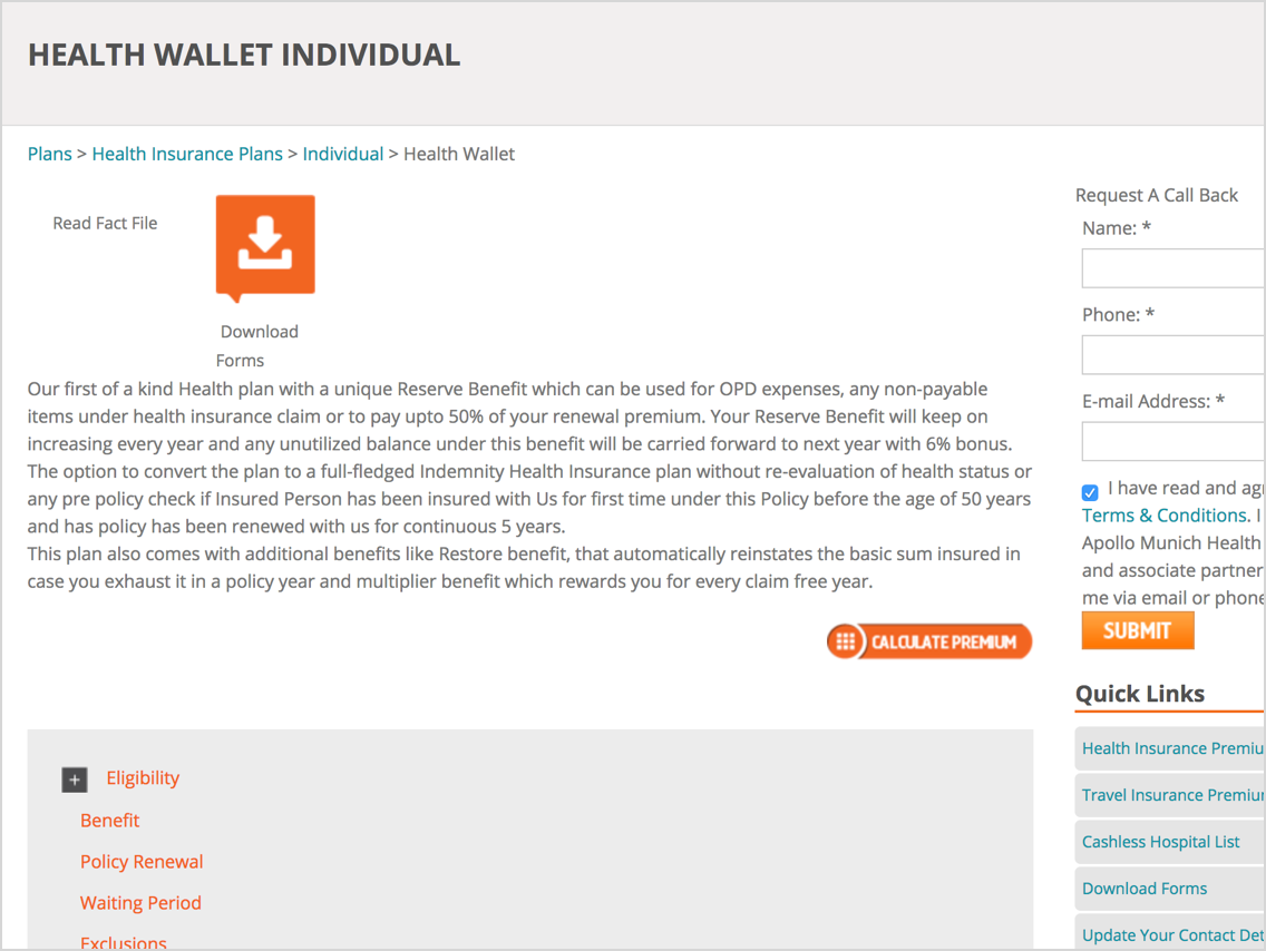 Rewamping Apollo Munich Insurance Website.